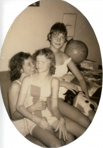Esther Harden (15), Katie Royal (12), and Harmony (13) in 1962 at 1666 Hudson Road; Venice, FL.