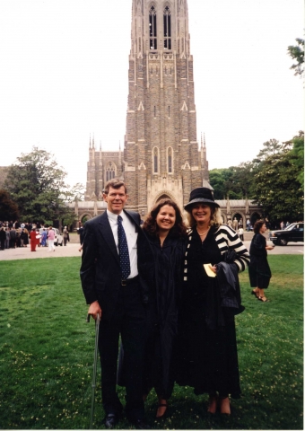 Uncle Bill Harden, Sharon Shewmake, & Mary Harmony Shewmake -- May 2002 at Duke.