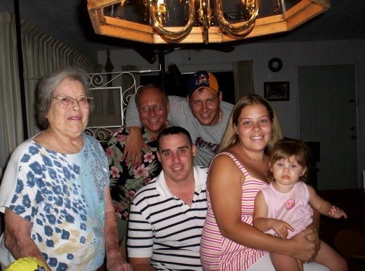 Here is the most recent picture of the Struble family, except Gordons youngest son Gunnar who wasnt in Florida at this time.  From left to right: Gordons mom, son in law Jim, daughter Sarah and granddaughter Kiley; back row, yours truly and oldest son Geo