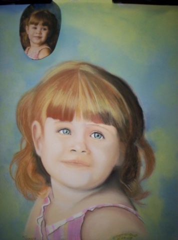 Gordons own artwork in soft pastel of his granddaughter, Kiley. 